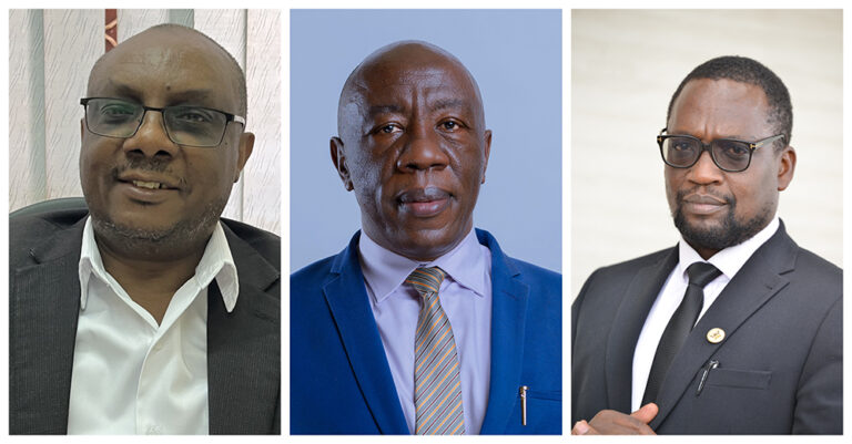 Left to Right: Prof Anthony Mugisha, Prof Henry Alinaitwe and prof Bruce Kirenga